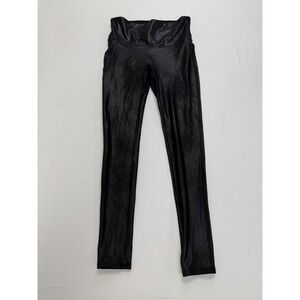 Spanx Faux Leather Leggings Black High Waist Compression Size Medium Petite
